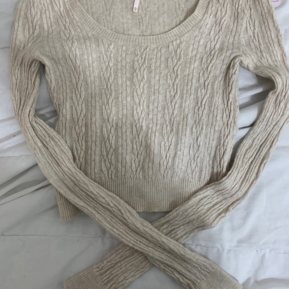 Free People Cream Long Sleeve Sweater